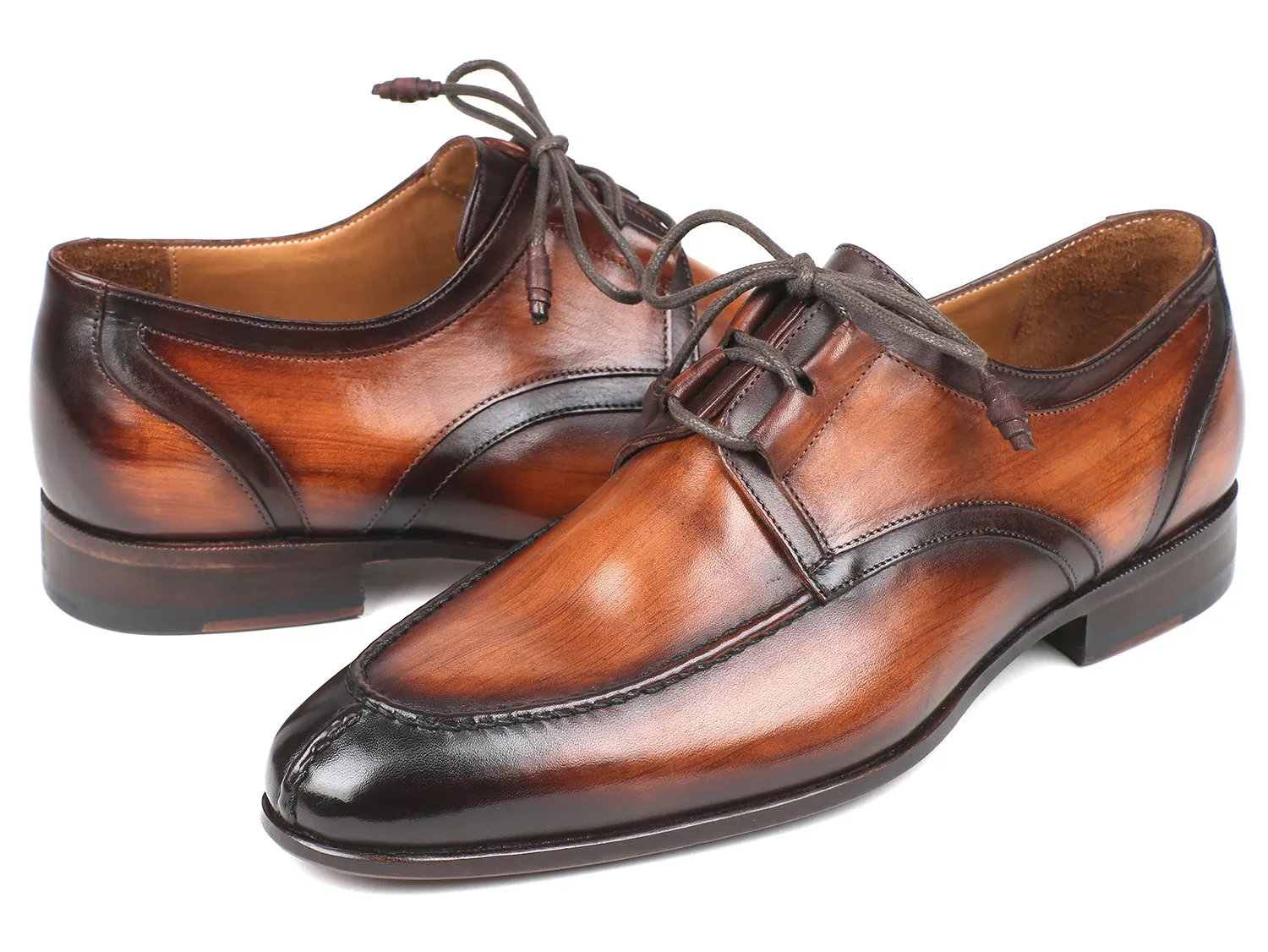 Paul Parkman Men's Ghillie Lacing Dress Shoes in Brown Burnished