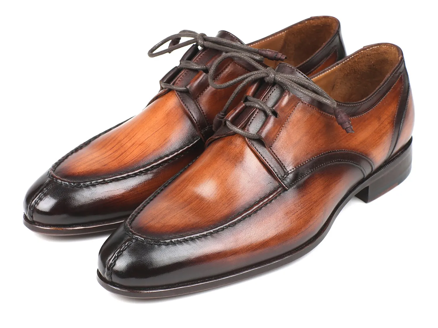 Paul Parkman Men's Ghillie Lacing Dress Shoes in Brown Burnished