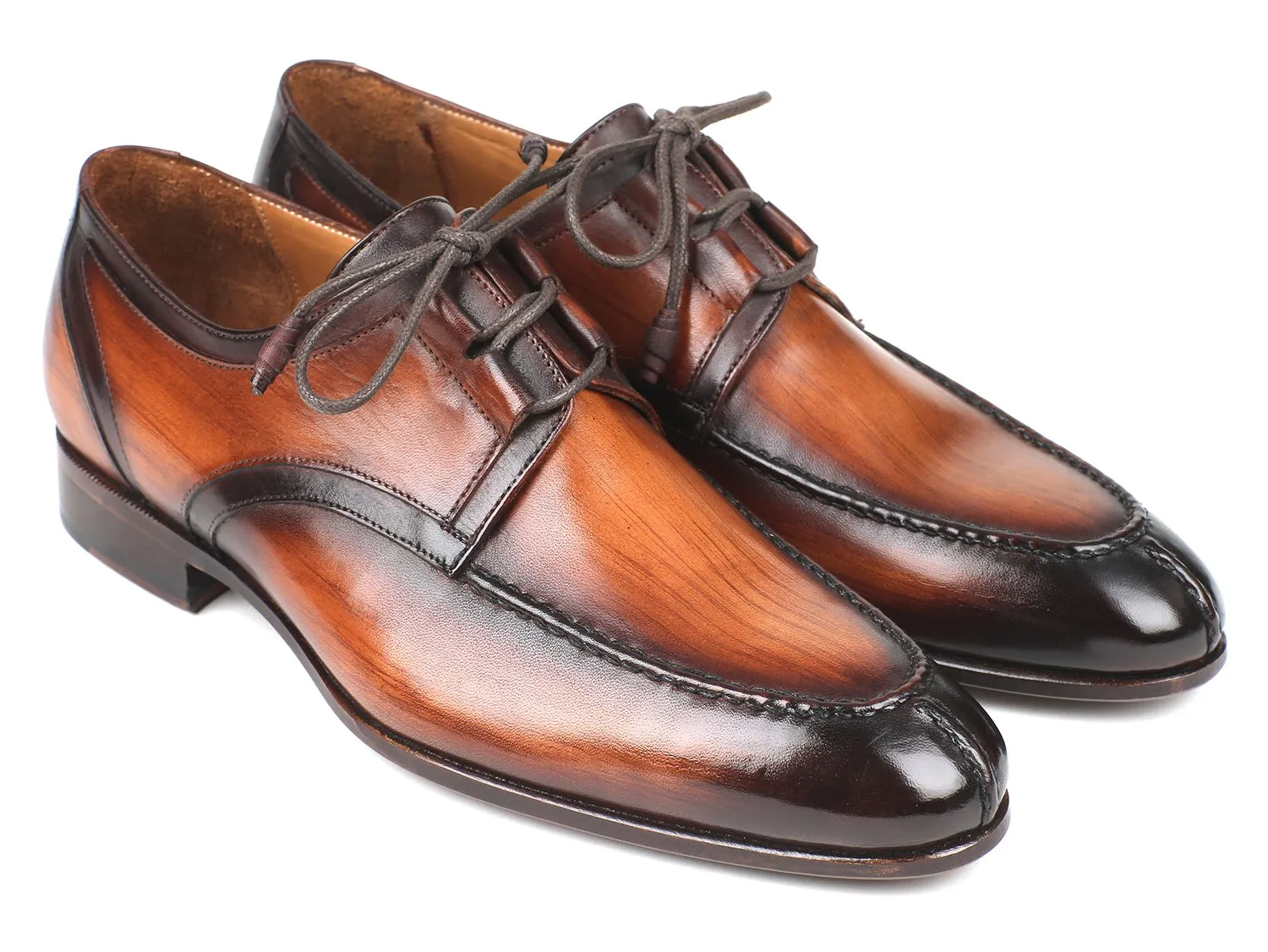 Paul Parkman Men's Ghillie Lacing Dress Shoes in Brown Burnished