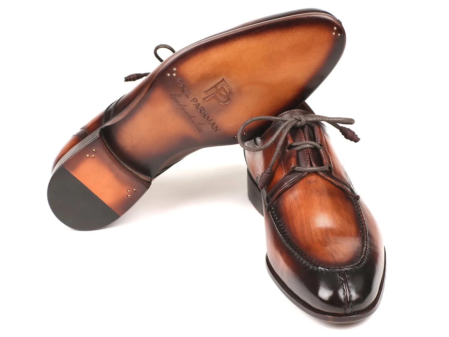 Paul Parkman Men's Ghillie Lacing Dress Shoes in Brown Burnished