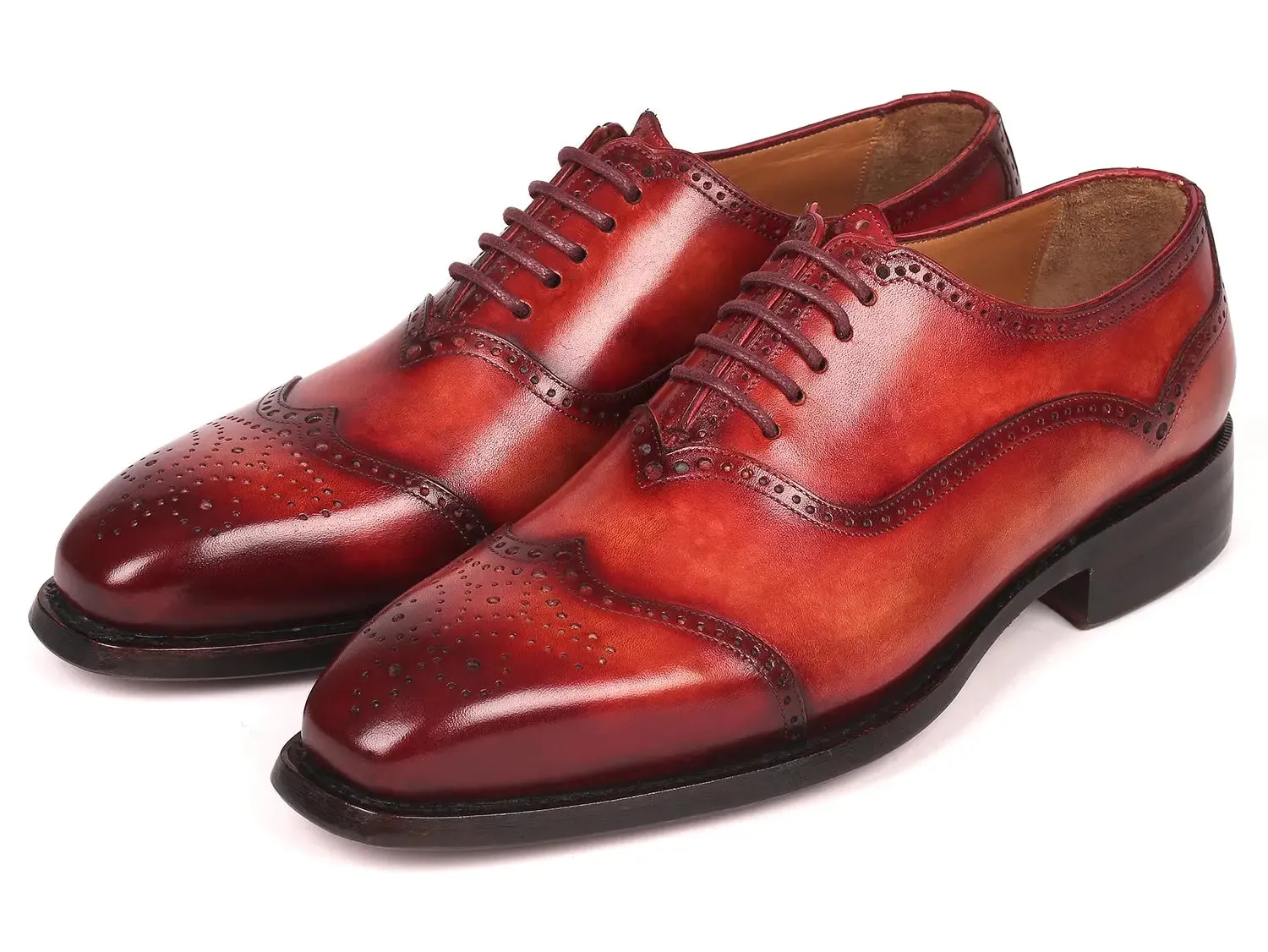 Paul Parkman Men's Goodyear Welted Oxford Shoes in Reddish Brown