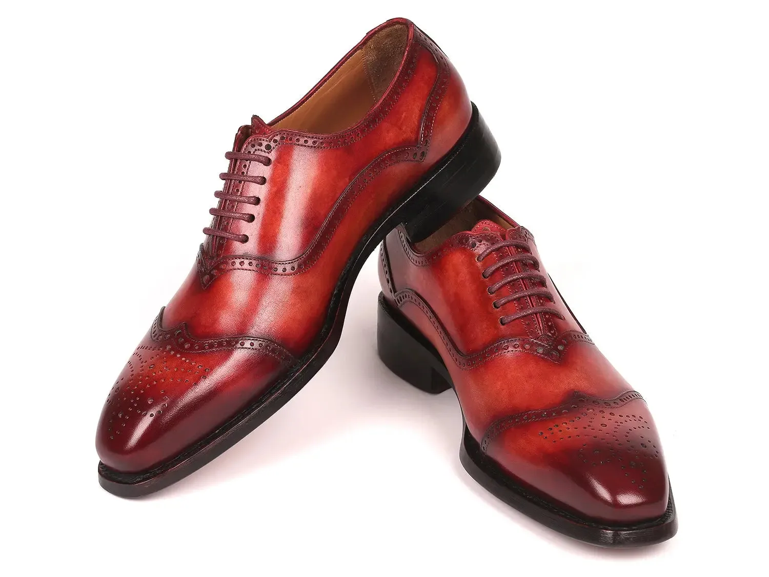 Paul Parkman Men's Goodyear Welted Oxford Shoes in Reddish Brown