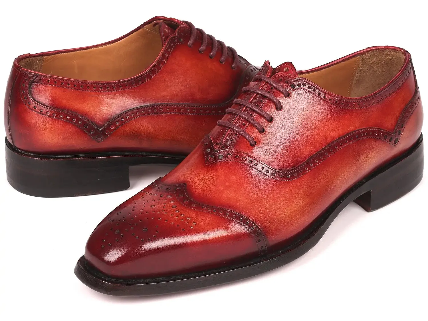 Paul Parkman Men's Goodyear Welted Oxford Shoes in Reddish Brown