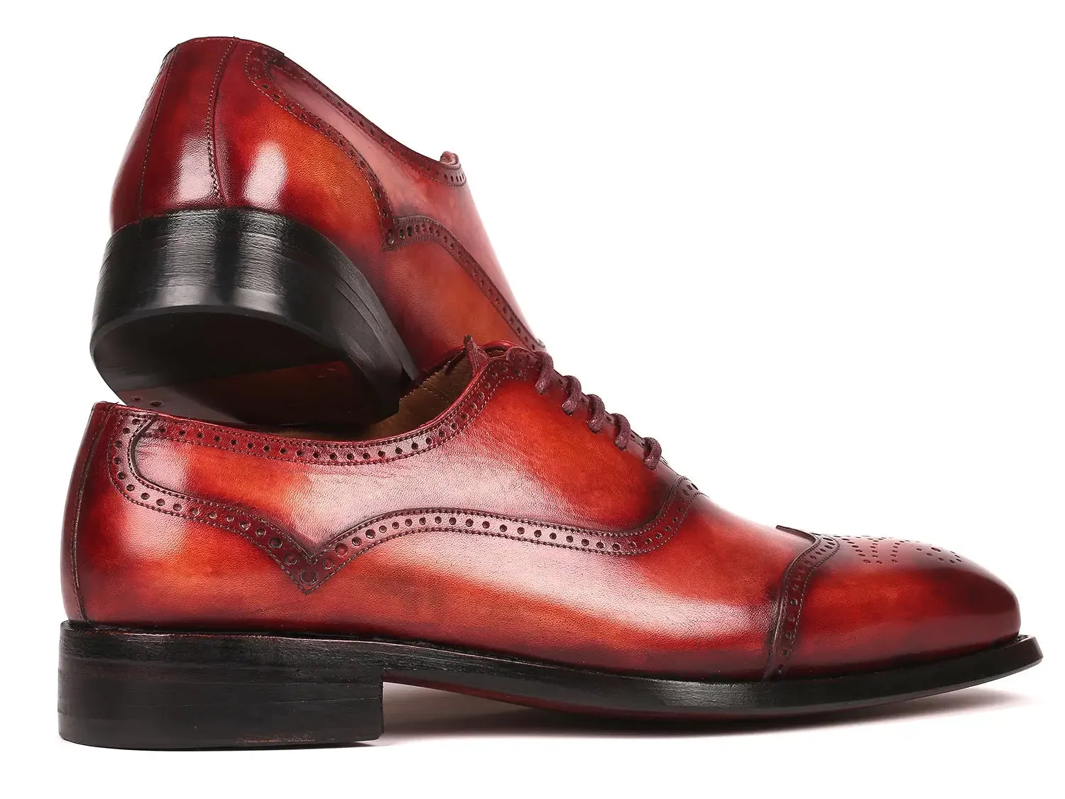 Paul Parkman Men's Goodyear Welted Oxford Shoes in Reddish Brown