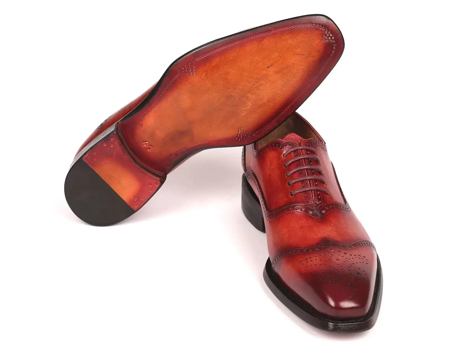 Paul Parkman Men's Goodyear Welted Oxford Shoes in Reddish Brown