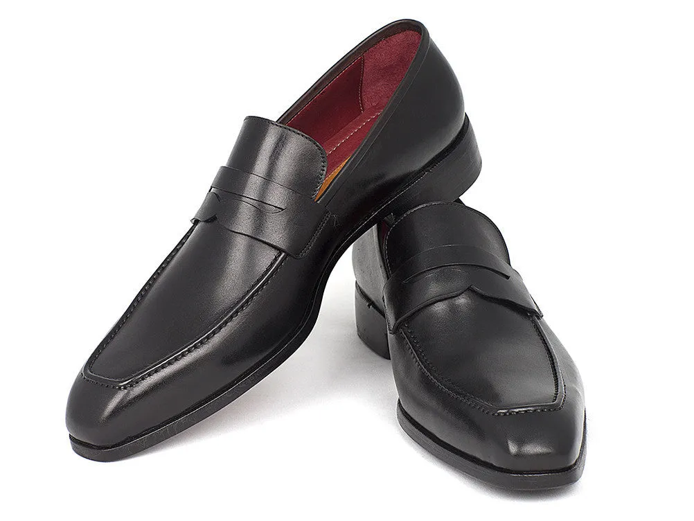 Paul Parkman Men's Hand-Painted Leather Penny Loafers in Black