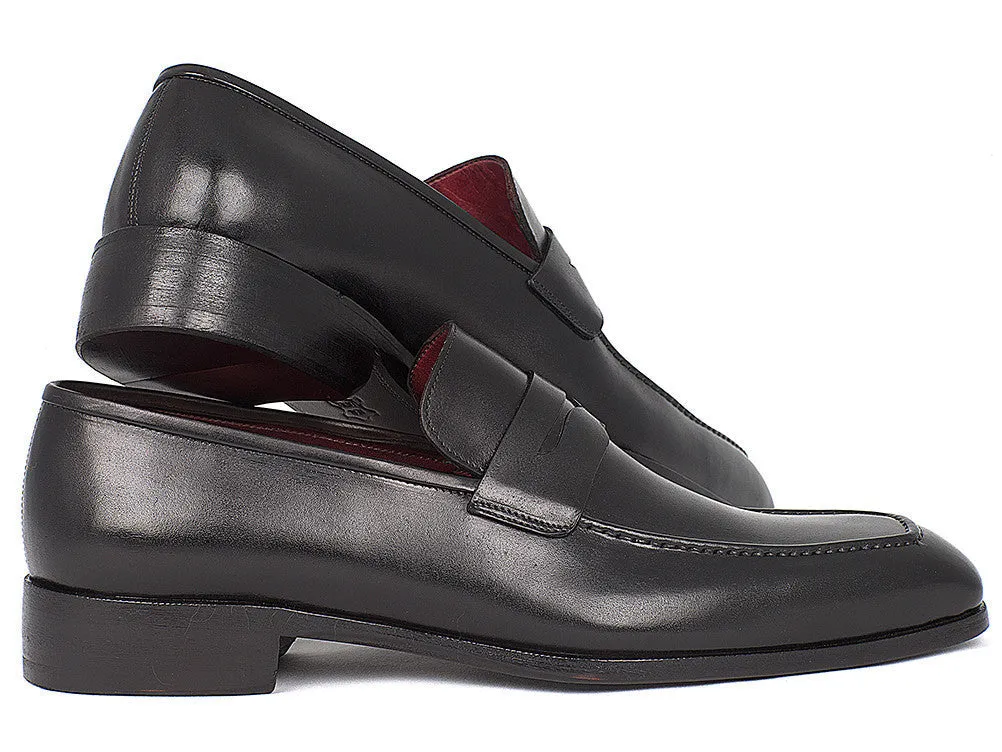 Paul Parkman Men's Hand-Painted Leather Penny Loafers in Black