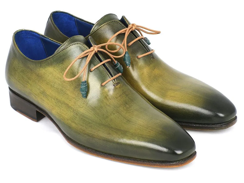 Paul Parkman Men's Hand-Painted Wholecut Leather Oxfords in Antique Green