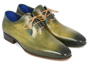 Paul Parkman Men's Hand-Painted Wholecut Leather Oxfords in Antique Green