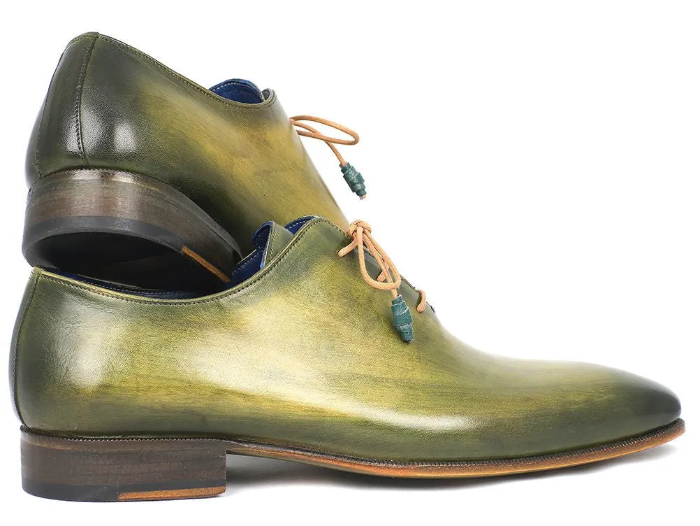 Paul Parkman Men's Hand-Painted Wholecut Leather Oxfords in Antique Green