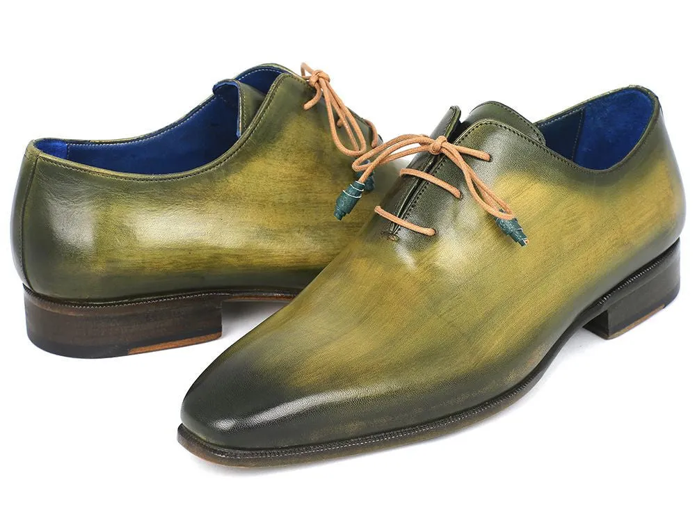 Paul Parkman Men's Hand-Painted Wholecut Leather Oxfords in Antique Green