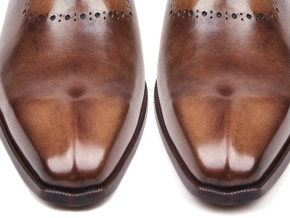 Paul Parkman Men's Leather Oxfords in Antique Brown Burnished