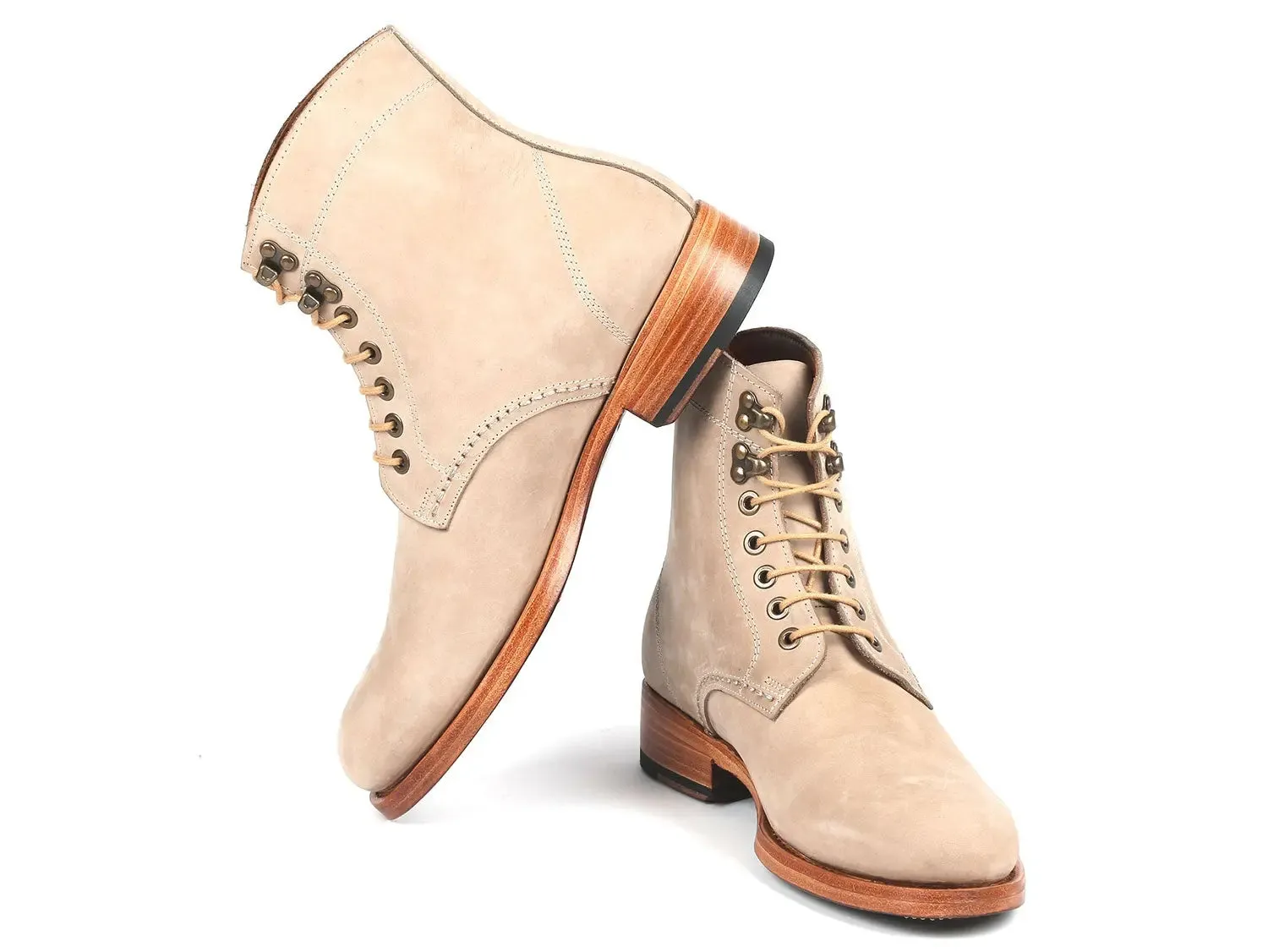 Paul Parkman Men's Nubuck Leather Boots in Beige