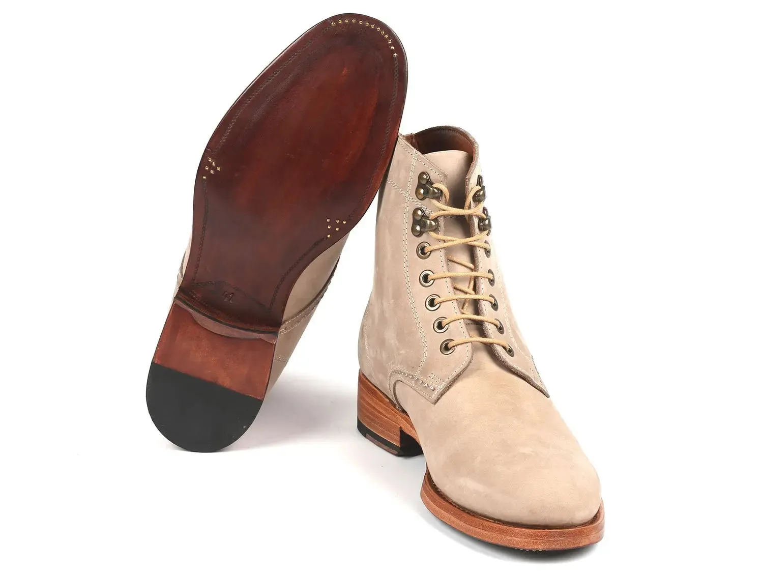 Paul Parkman Men's Nubuck Leather Boots in Beige