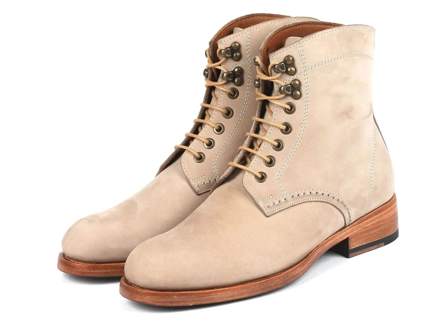 Paul Parkman Men's Nubuck Leather Boots in Beige