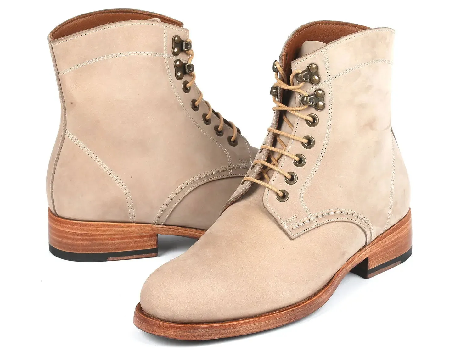 Paul Parkman Men's Nubuck Leather Boots in Beige