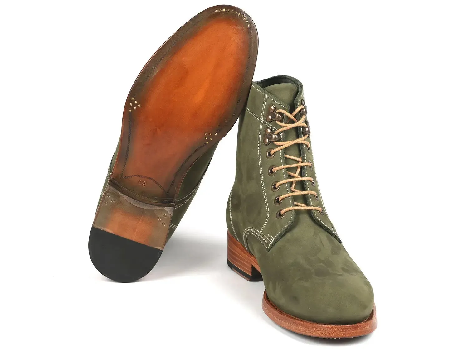 Paul Parkman Men's Nubuck Leather Boots in Green