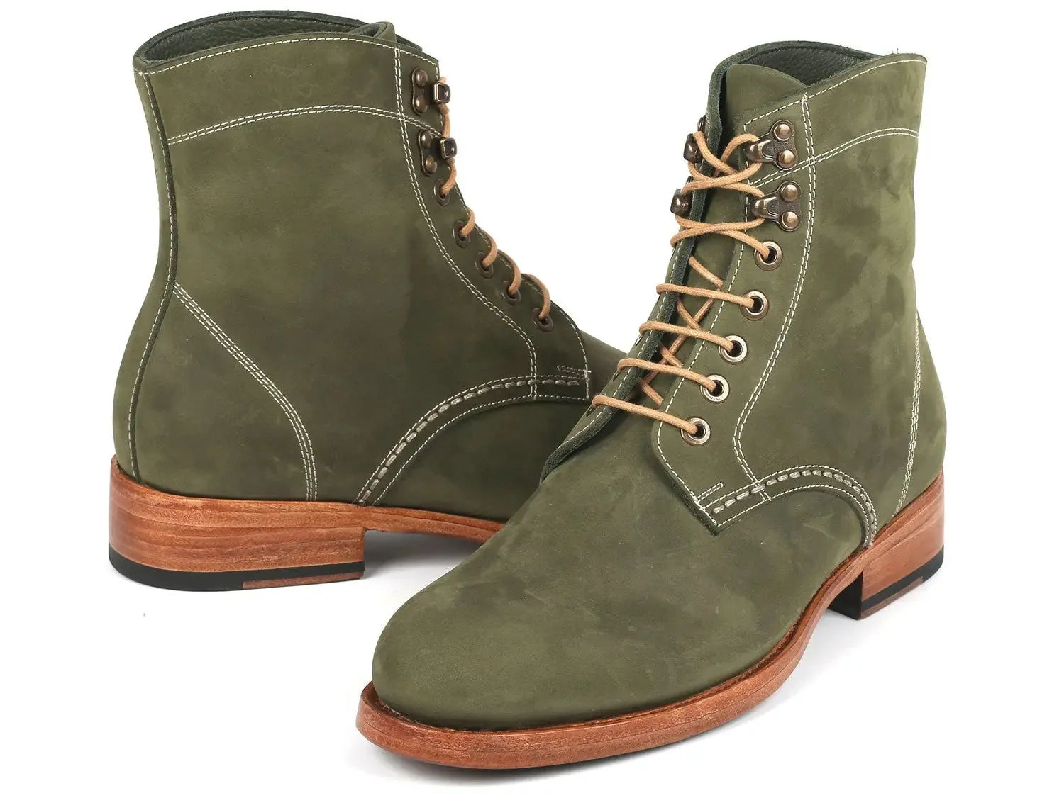 Paul Parkman Men's Nubuck Leather Boots in Green