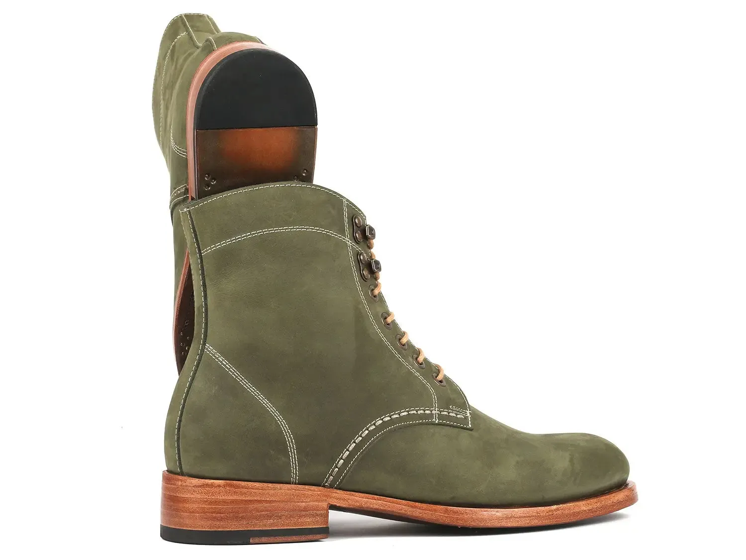 Paul Parkman Men's Nubuck Leather Boots in Green