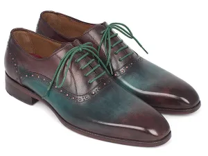 Paul Parkman Men's Plain Toe Oxfords in Green & Bordeaux
