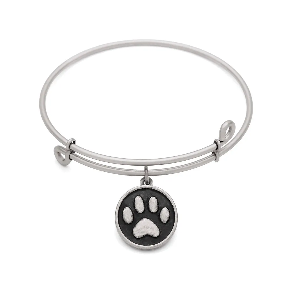 Paw, Bangle Antique Silver Color Finish
