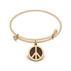 Peace Sign, Bangle Antique Gold Color Finish