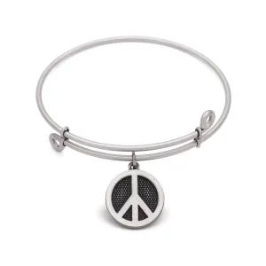 Peace Sign, Bangle Antique Silver Color Finish