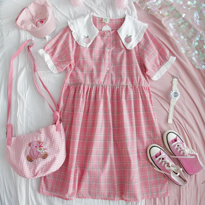 Peachy Mori Plaid Dress SD00550