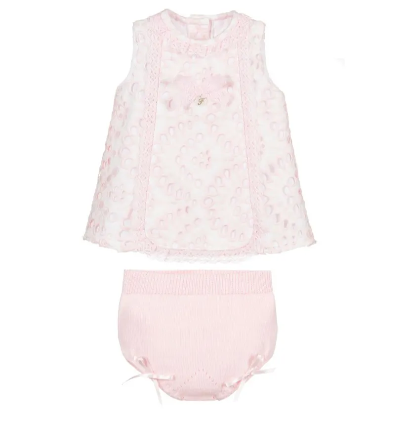 Pink and White Dress & Pants Set