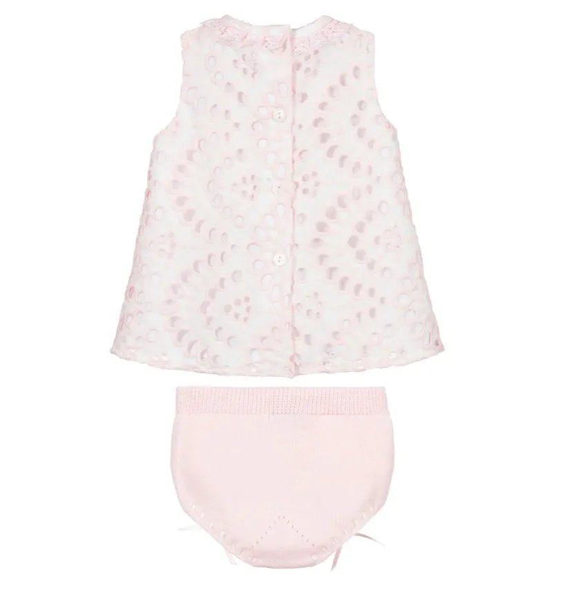 Pink and White Dress & Pants Set