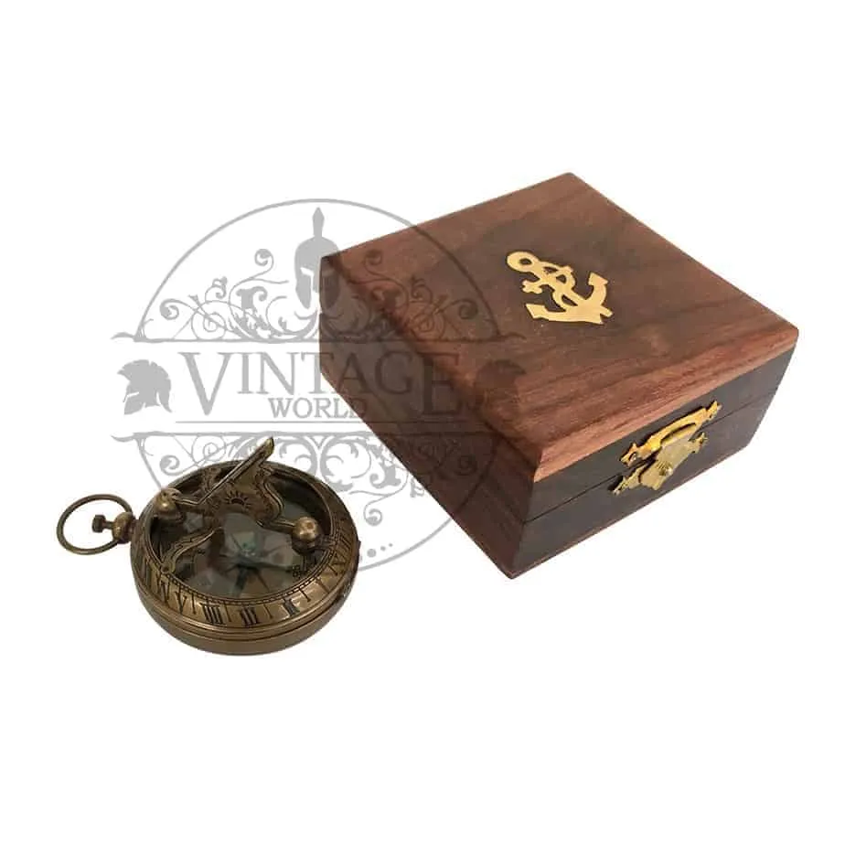 Pocket Sundial Compass // Antique Finish // 45mm