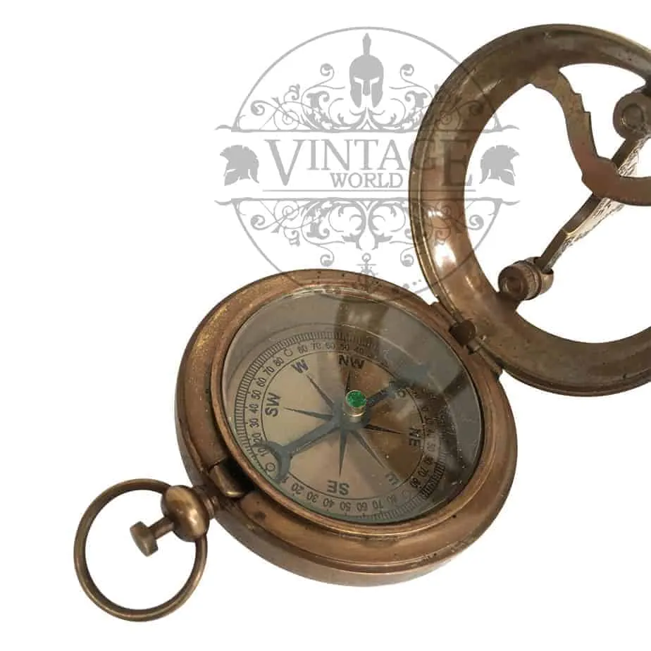 Pocket Sundial Compass // Antique Finish // 45mm