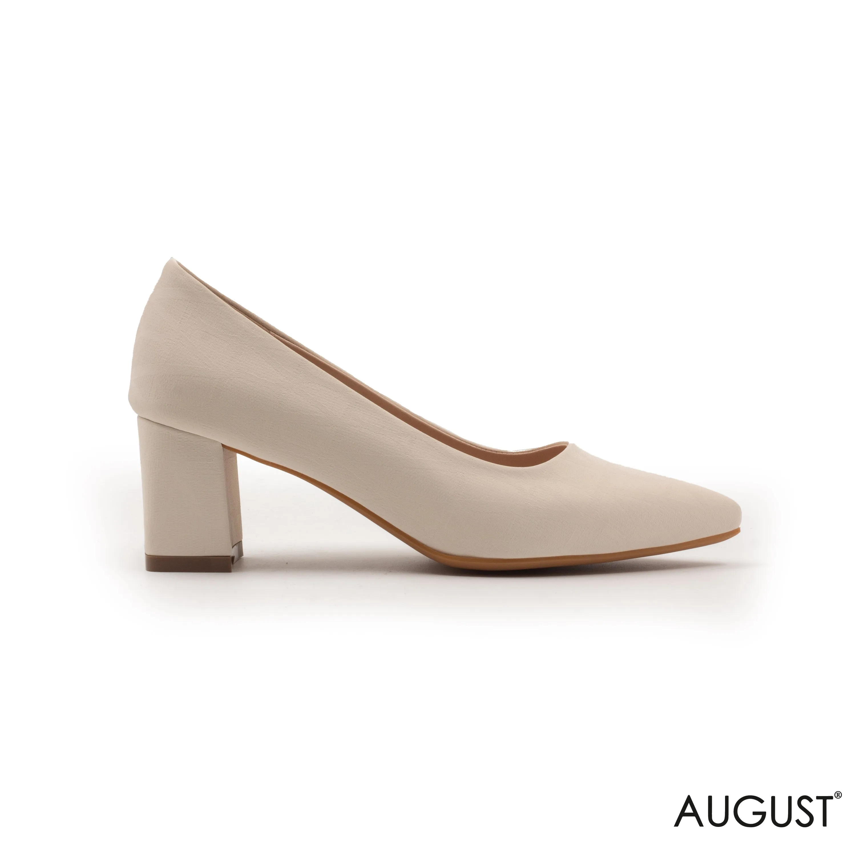 POINTED-TOE,BLOCK HEELS PUMP WITH PRINT DETAIL