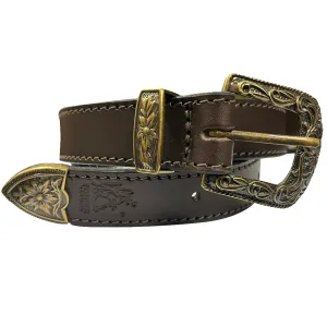 Porter Glam 1.25 Antique Brass Belt Brown