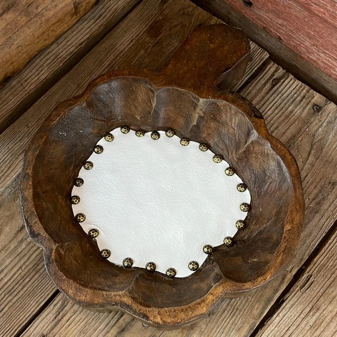 Pumpkin Décor Bowl - w/ Pure White Leather