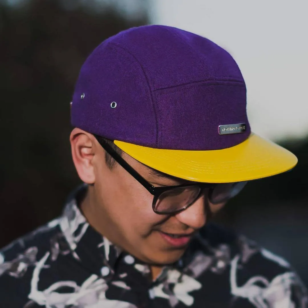 Purp and Yellow - Purple Wool 5 panel hat