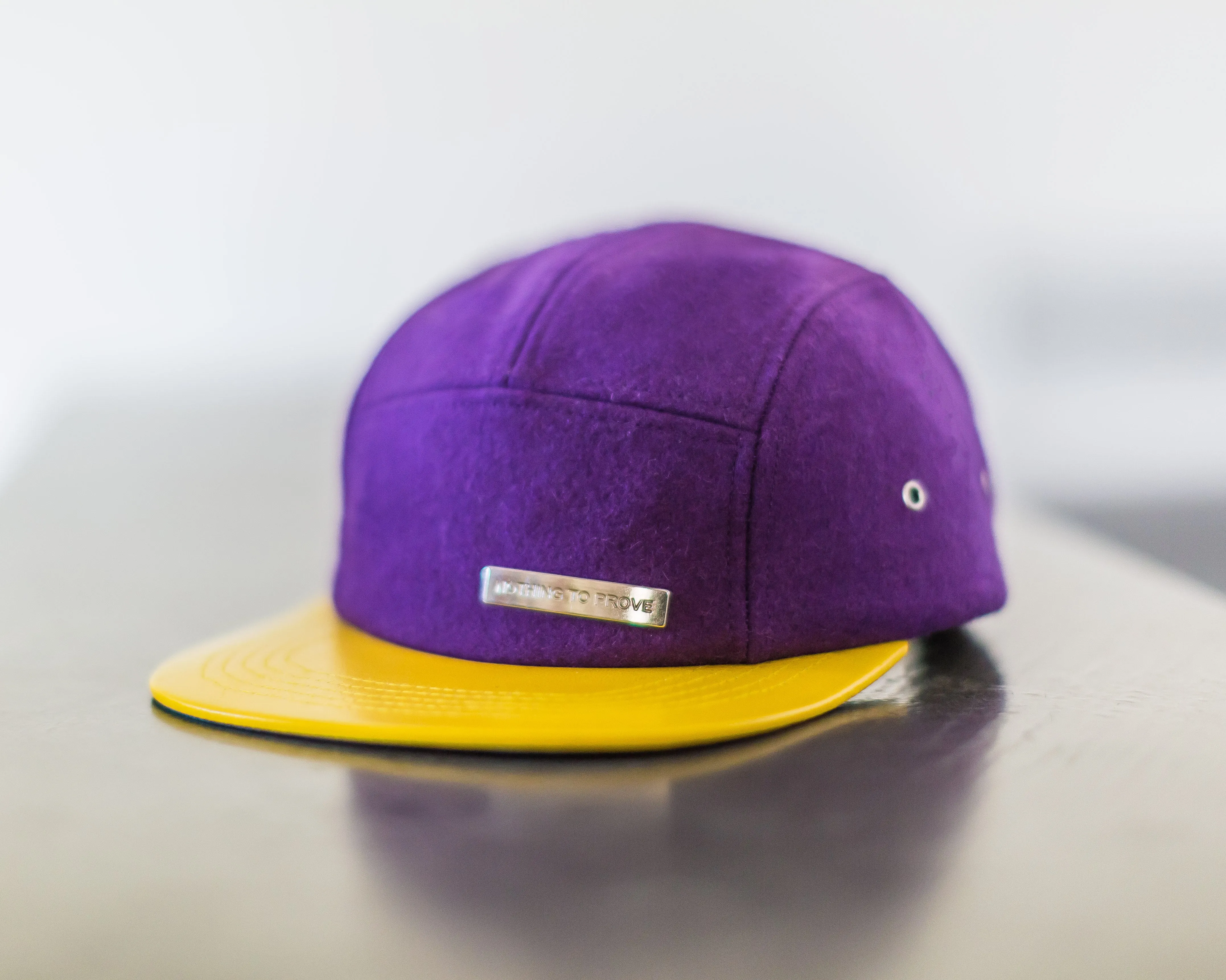 Purp and Yellow - Purple Wool 5 panel hat