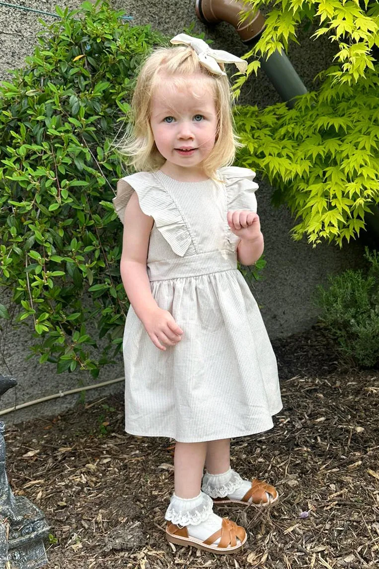 "India" Beige Checked Dress