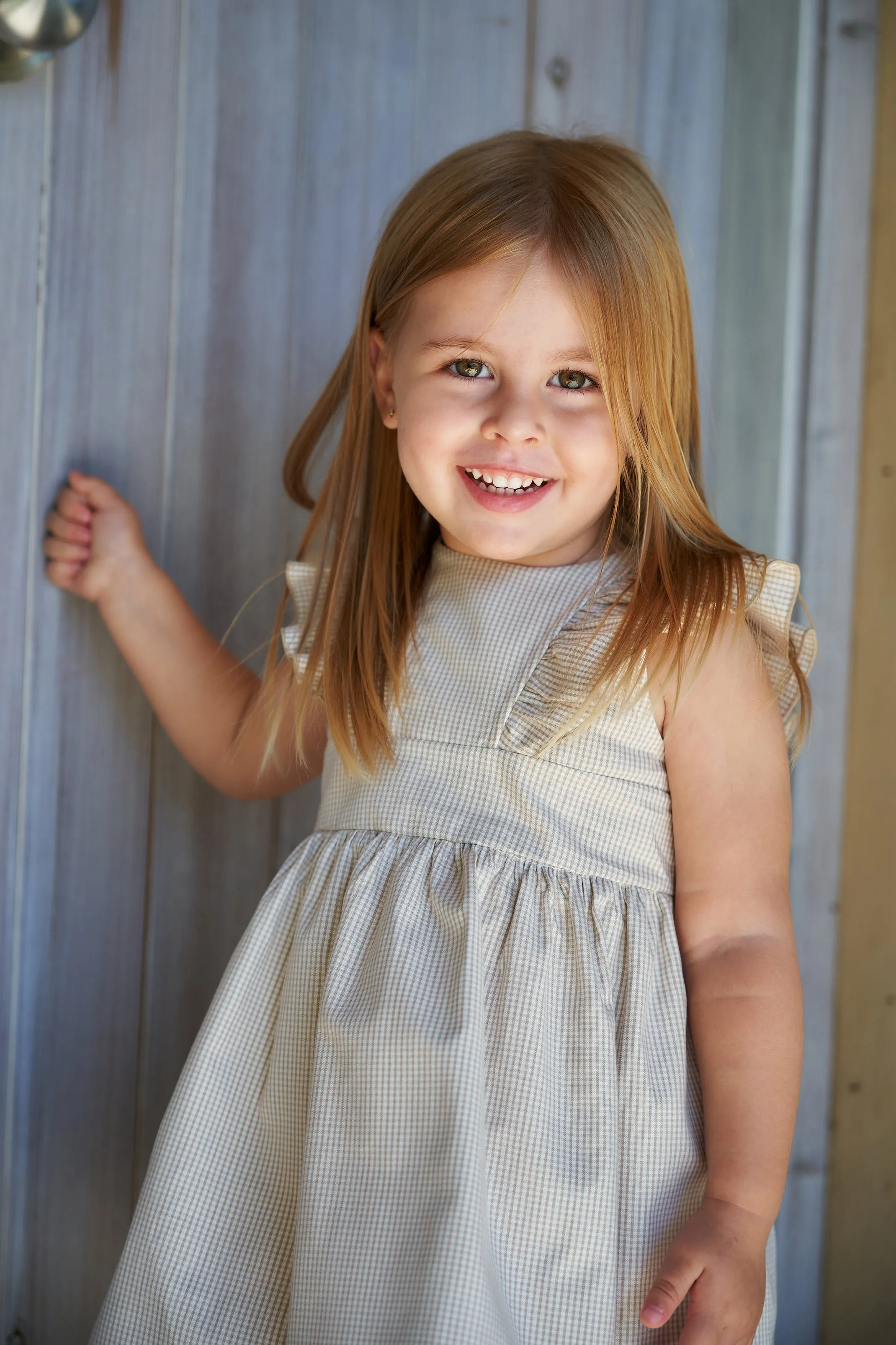 "India" Beige Checked Dress