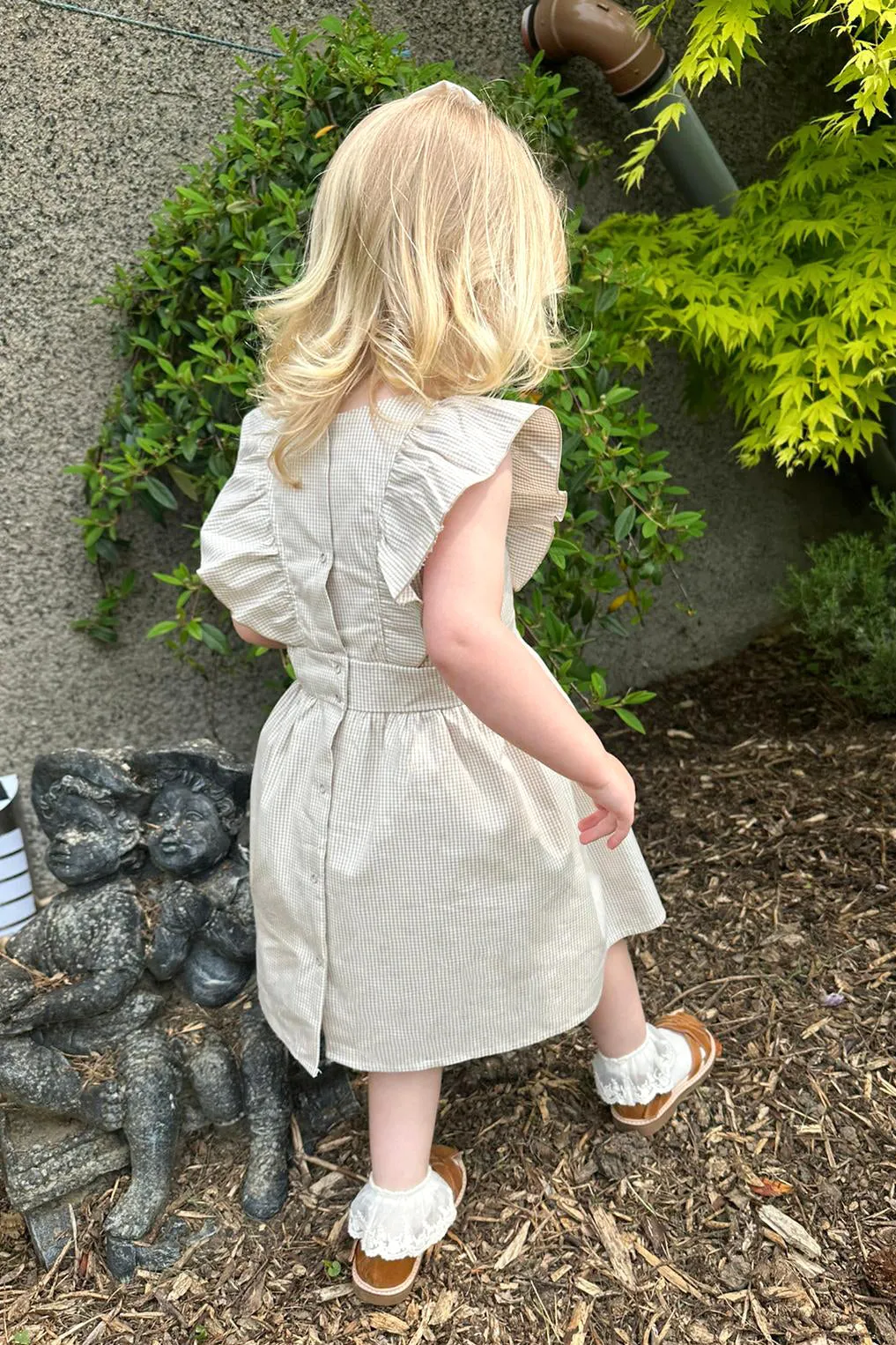 "India" Beige Checked Dress