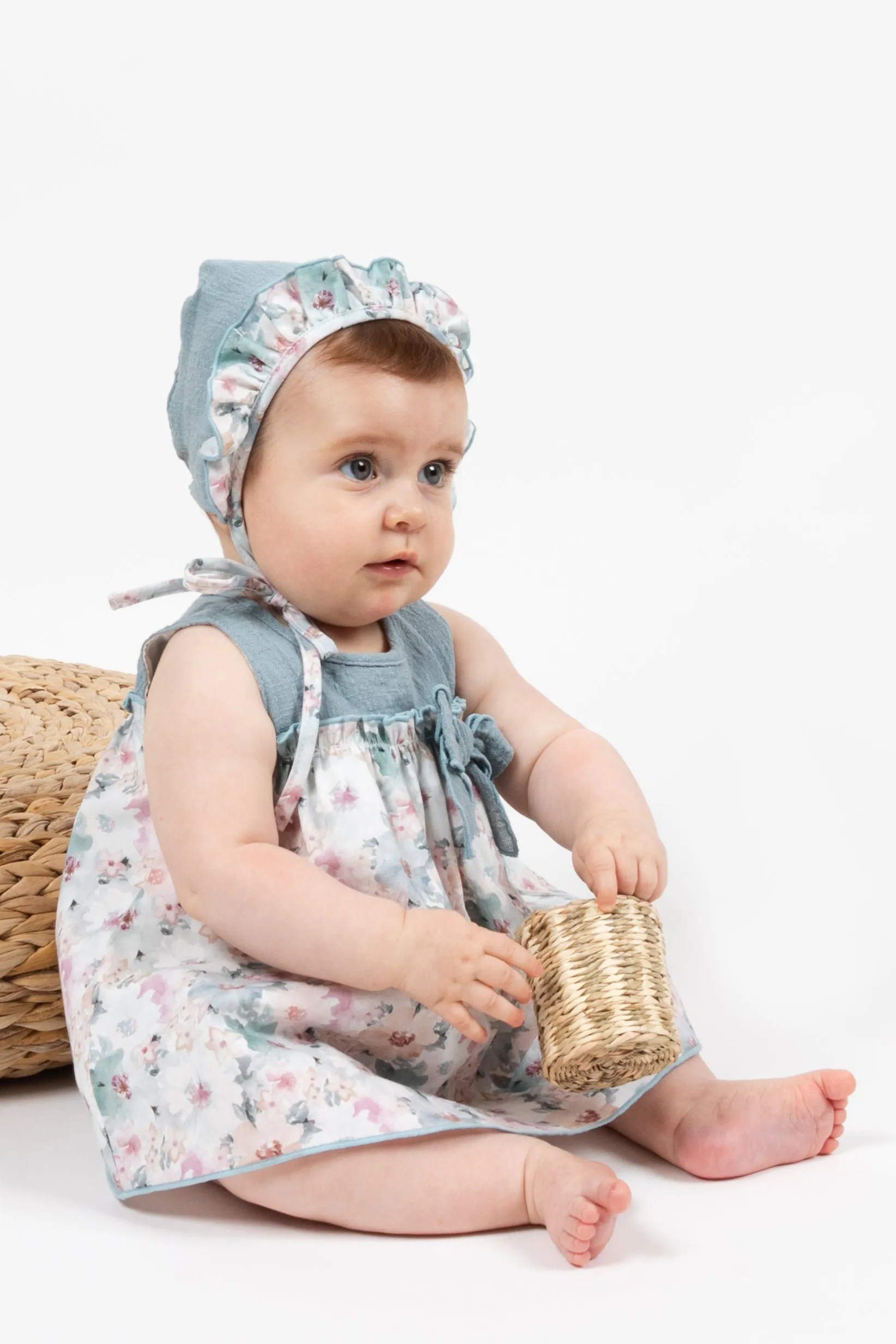 "Maisie" Dusky Blue Floral Dress