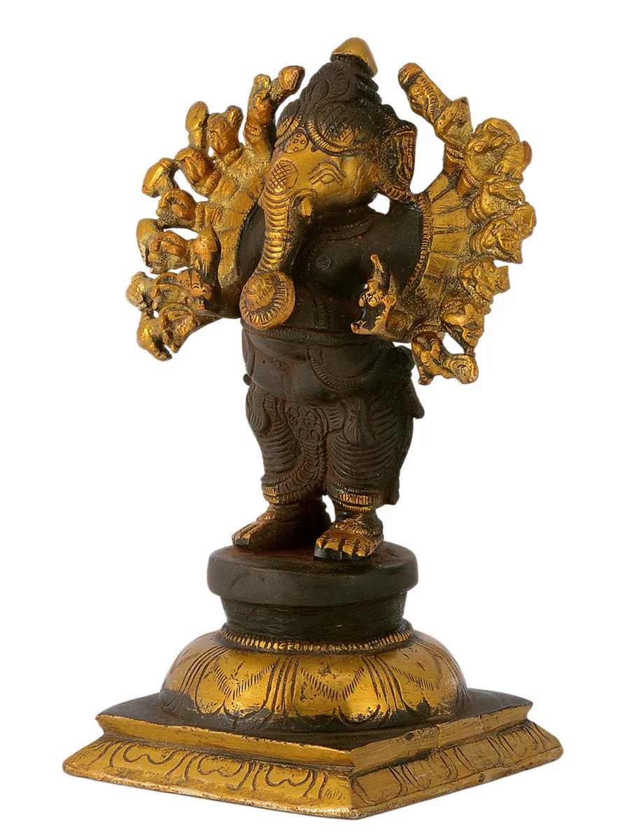 "Vishwa Rupa Ganesha" Antique Brown Finish Brass Statue