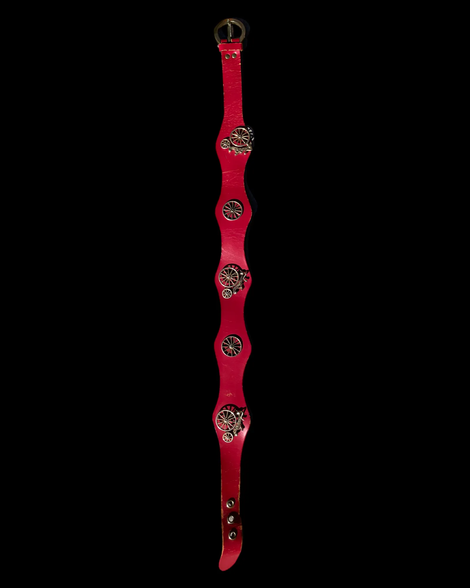 Rare 1950s Red Leather Novelty Articulating Antique Bicycle Belt