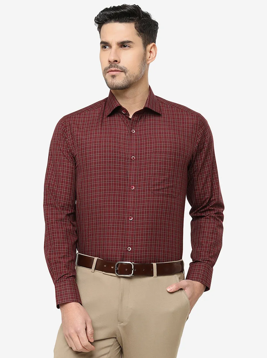 Red Checked Slim Fit Formal Shirt | Greenfibre