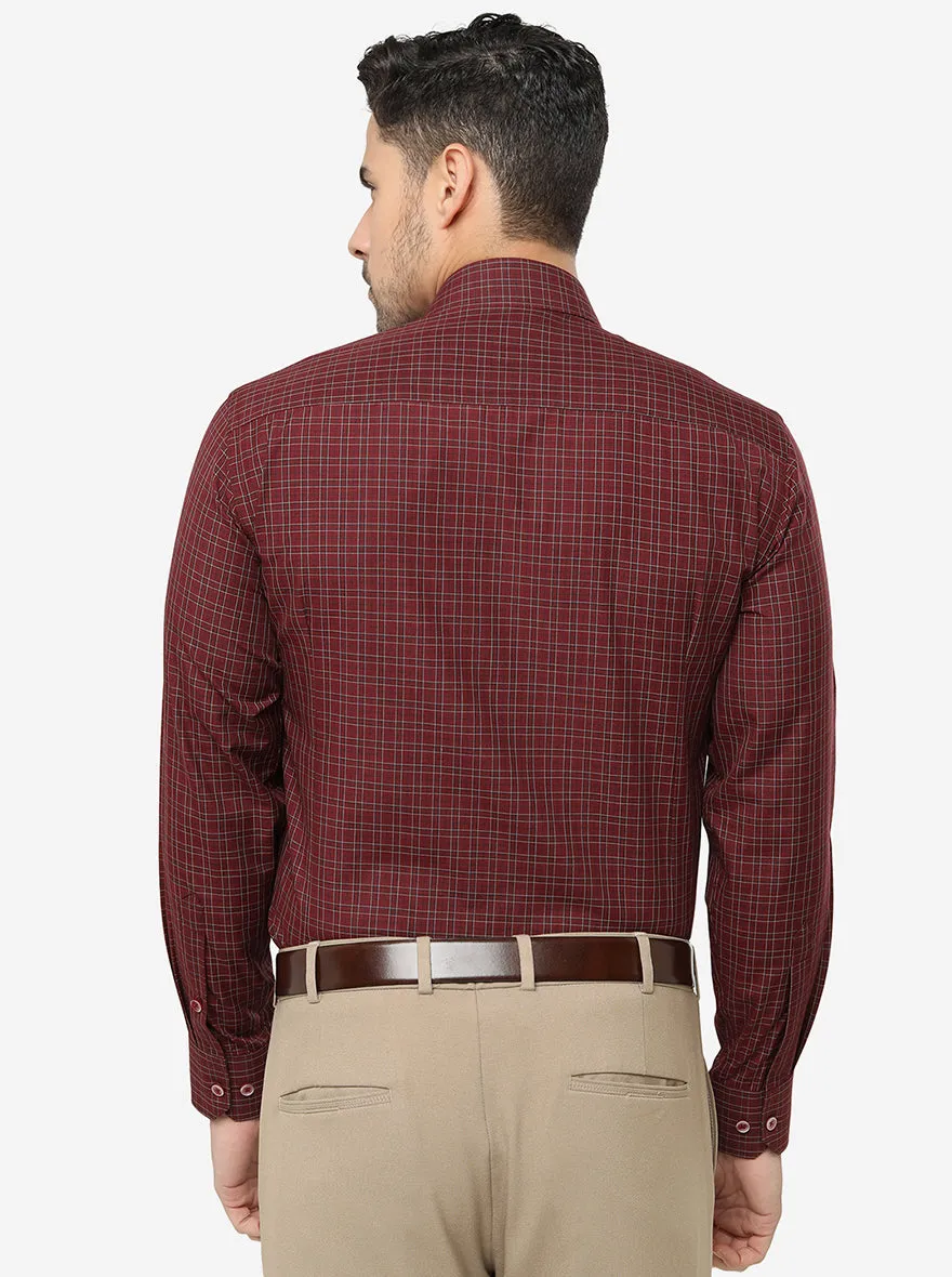 Red Checked Slim Fit Formal Shirt | Greenfibre