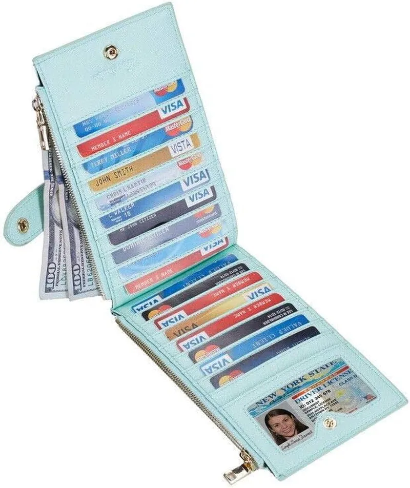 RFID Wallet Women Large Size Bifold Multi Card Wallet Case with Zipper Pocke Credit Card Holder for Women