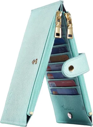 RFID Wallet Women Large Size Bifold Multi Card Wallet Case with Zipper Pocke Credit Card Holder for Women