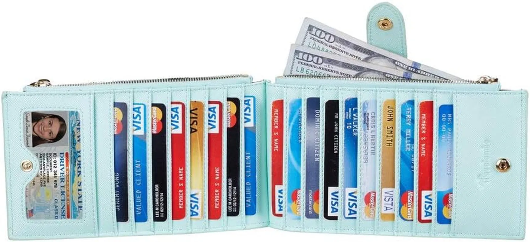 RFID Wallet Women Large Size Bifold Multi Card Wallet Case with Zipper Pocke Credit Card Holder for Women