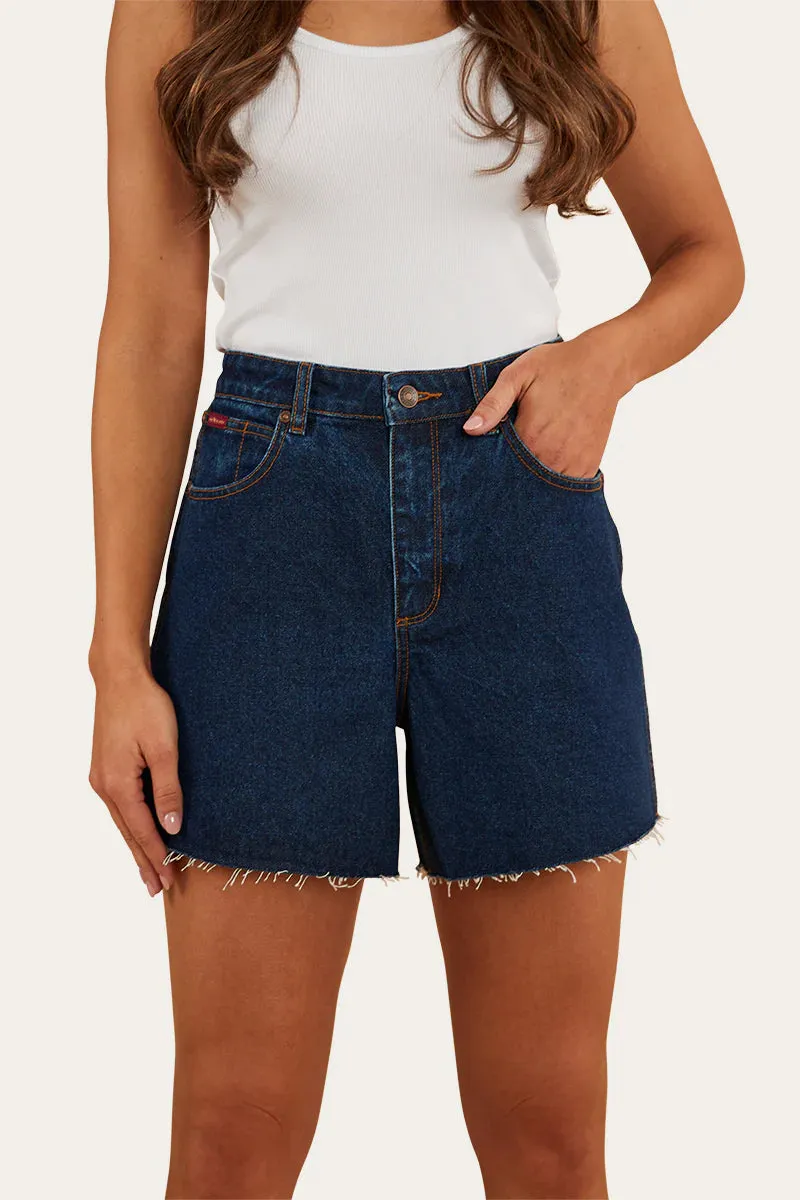 RINGERS WESTERN Remy Womens Denim Short- Dark Wash Blue