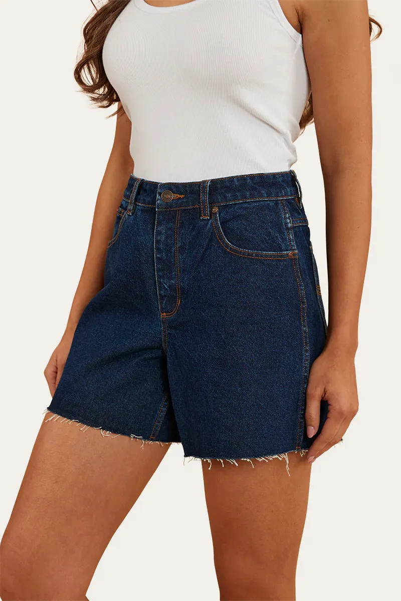 RINGERS WESTERN Remy Womens Denim Short- Dark Wash Blue